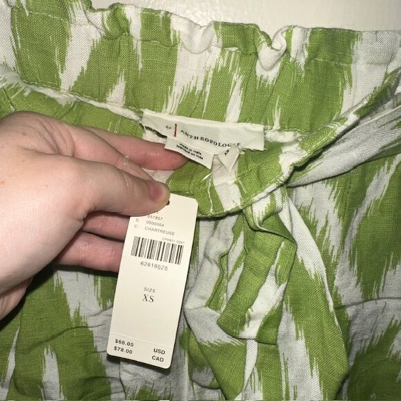 Anthro Linen Blend Drew Green and white shorts NWT - Picture 4 of 5